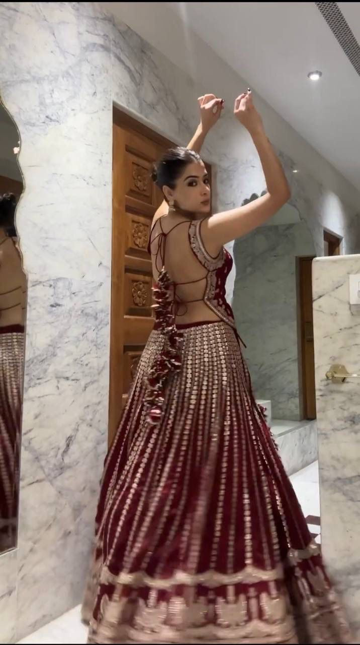 Beautiful mirror work heavy lehenga choli