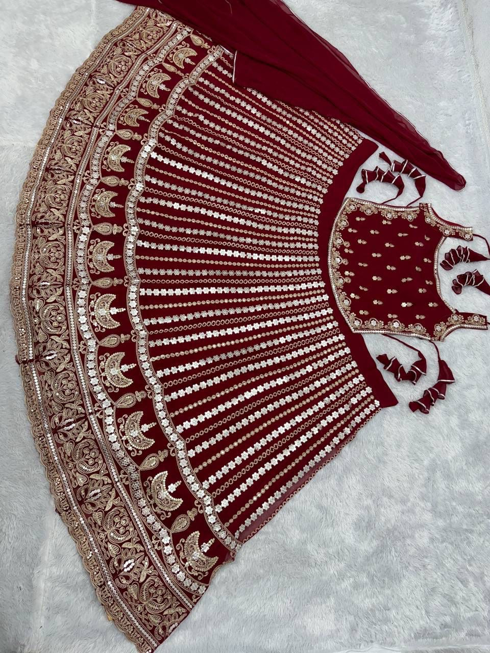 Beautiful mirror work heavy lehenga choli