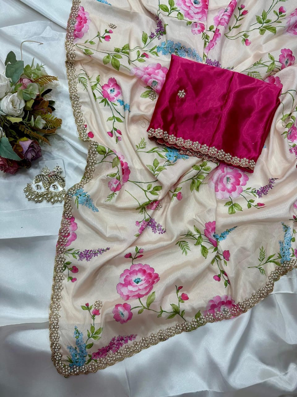 New demanded Moti work printed saree
