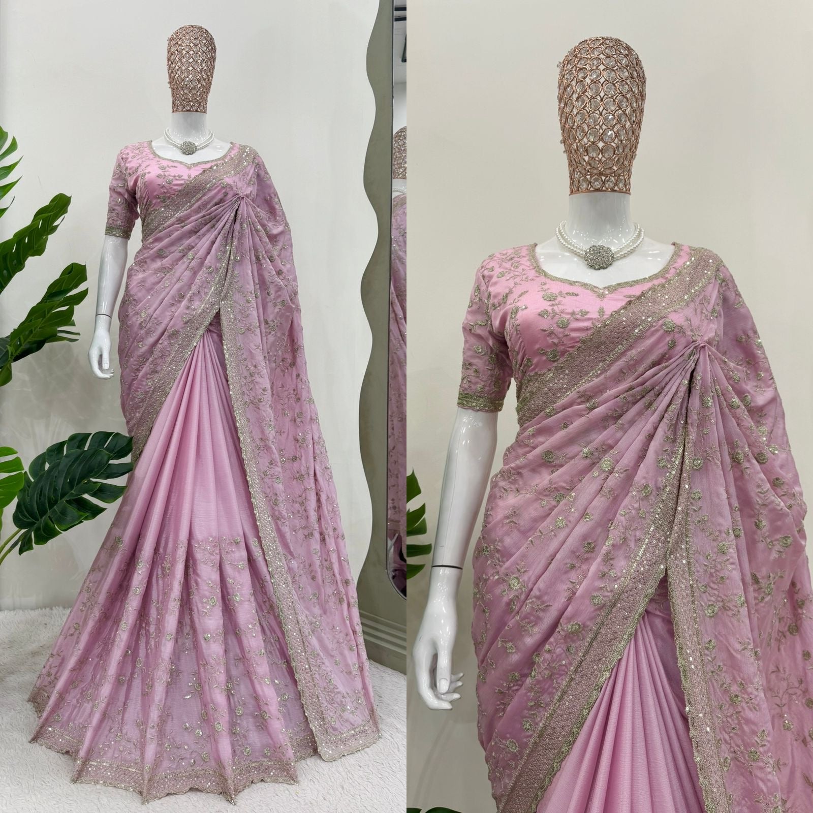 Designer Saree on Havy Chinon Silk Febric