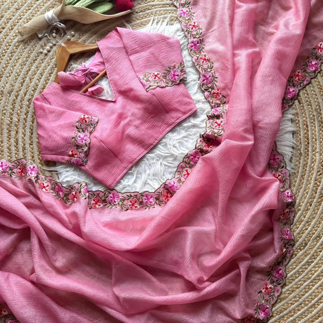 banarasi SOFT CRUSHED TISSUE SILK saree collection with beautiful cutwork