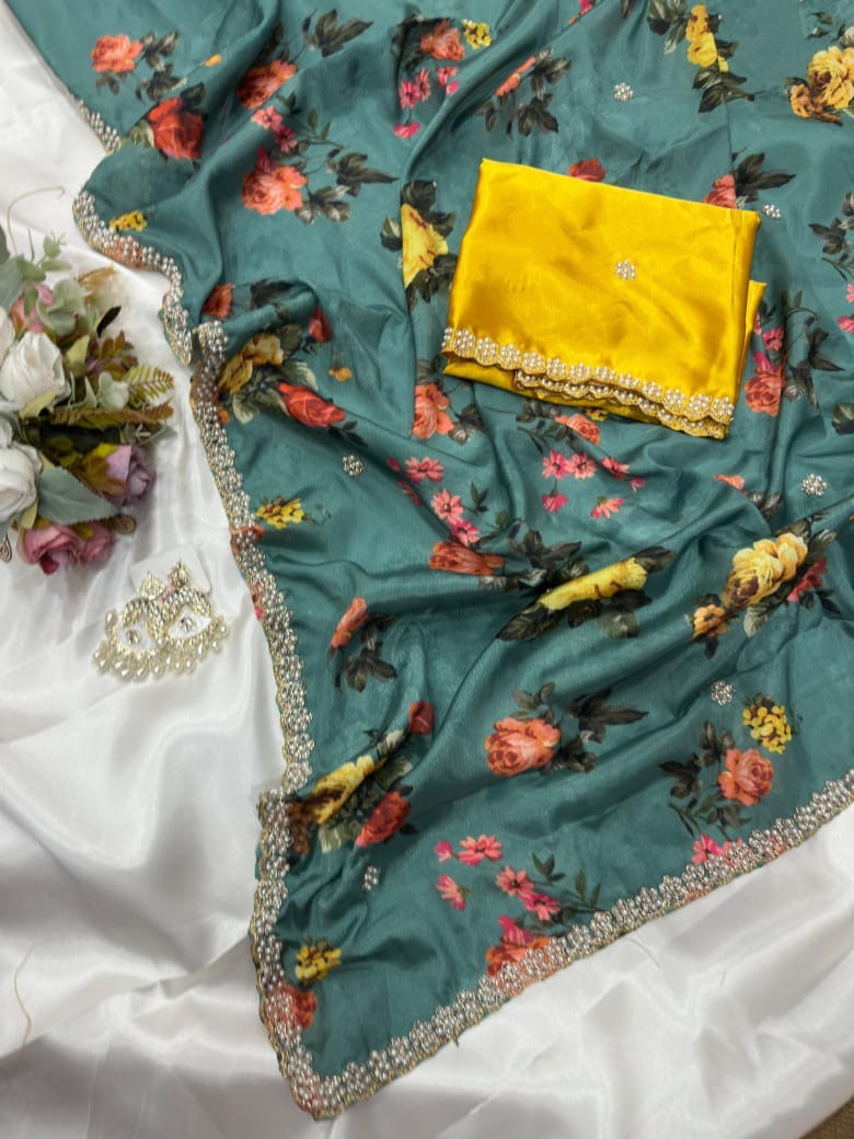 New demanded Moti work printed saree