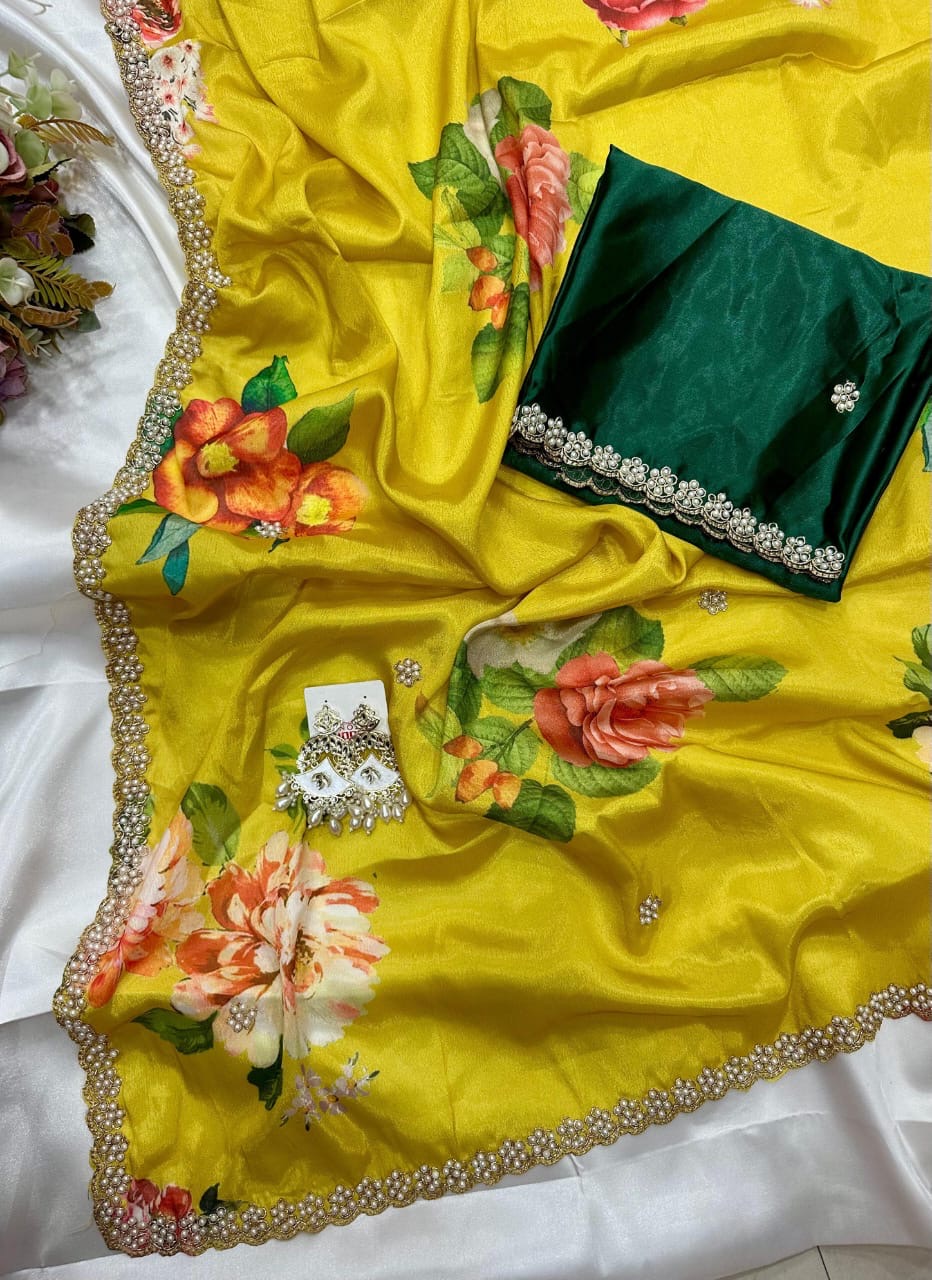 New demanded Moti work printed saree