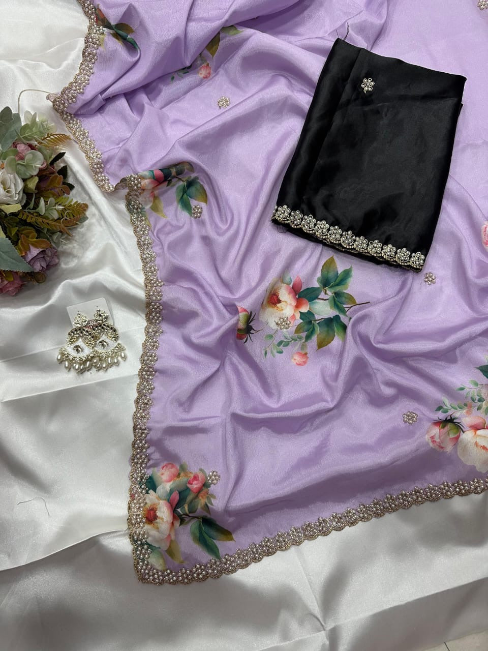 New demanded Moti work printed saree