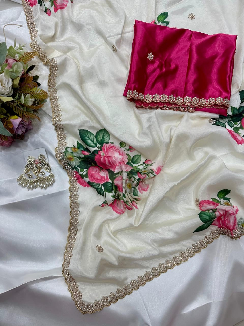 New demanded Moti work printed saree