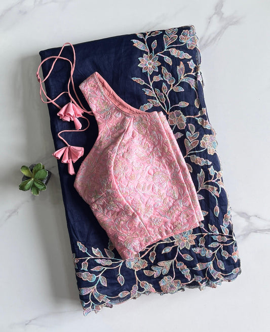 Premium Chanderi saree with multi thread embroidery work on pallu