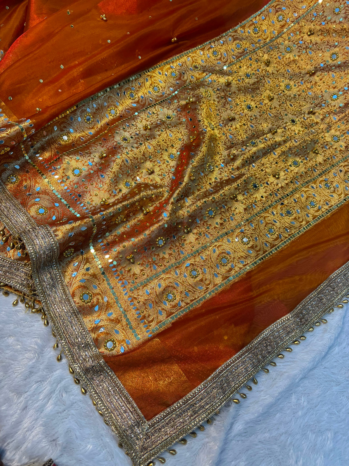 Premium Tissue Saree with ghoongru work