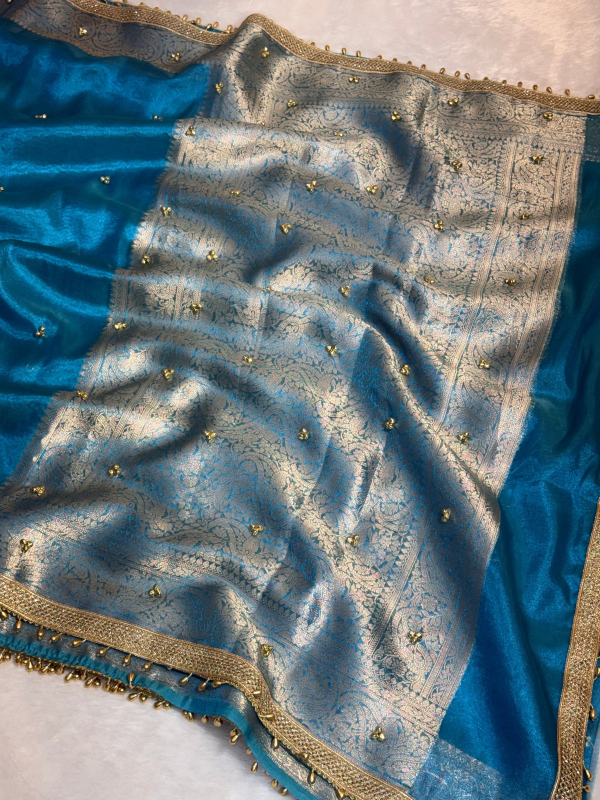 Premium tissue silk ghungroo saree