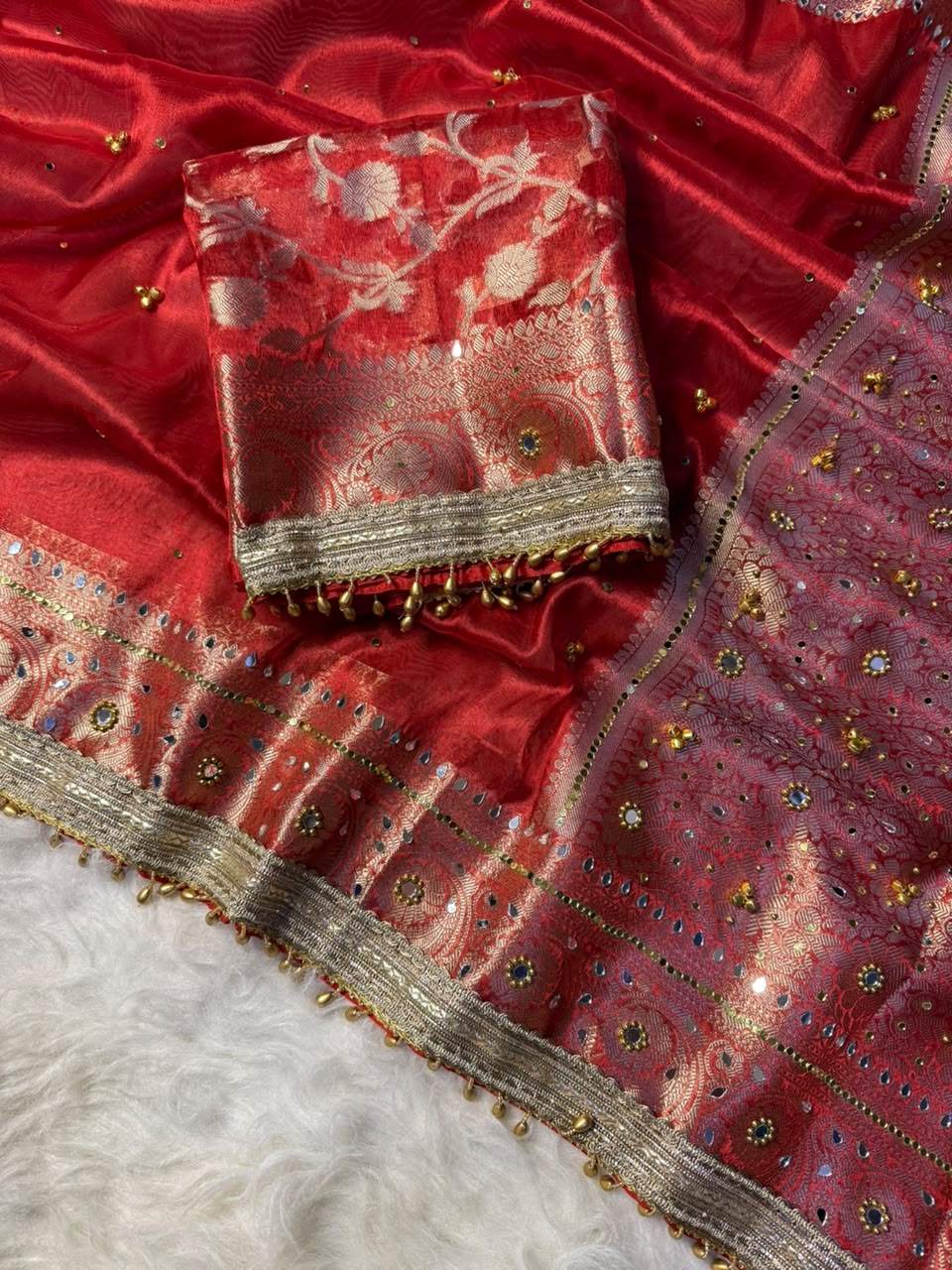 Premium Ghungroo Saree in Banarasi tissue silk fabric