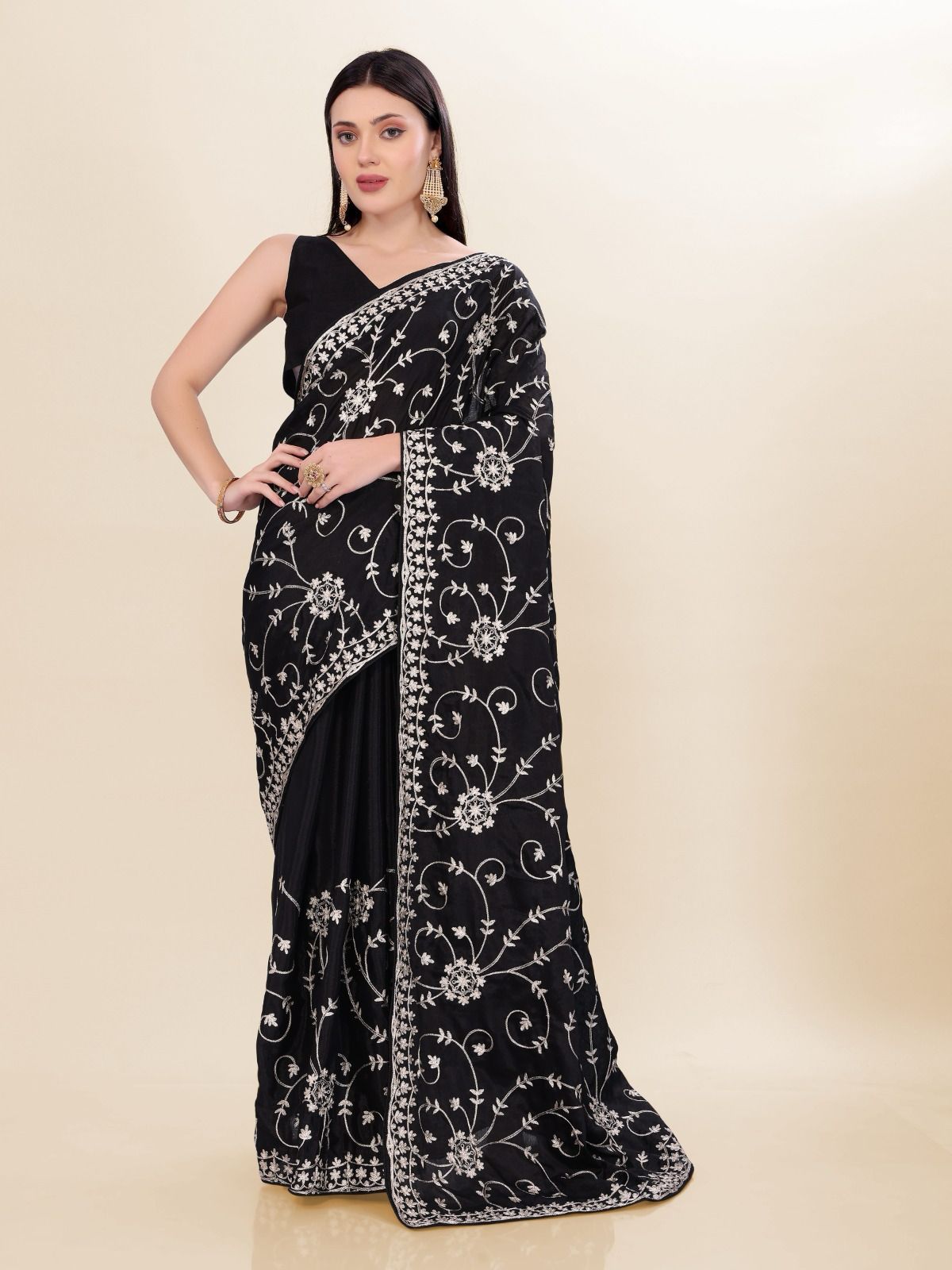 Party Wear Chinon Silk Saree