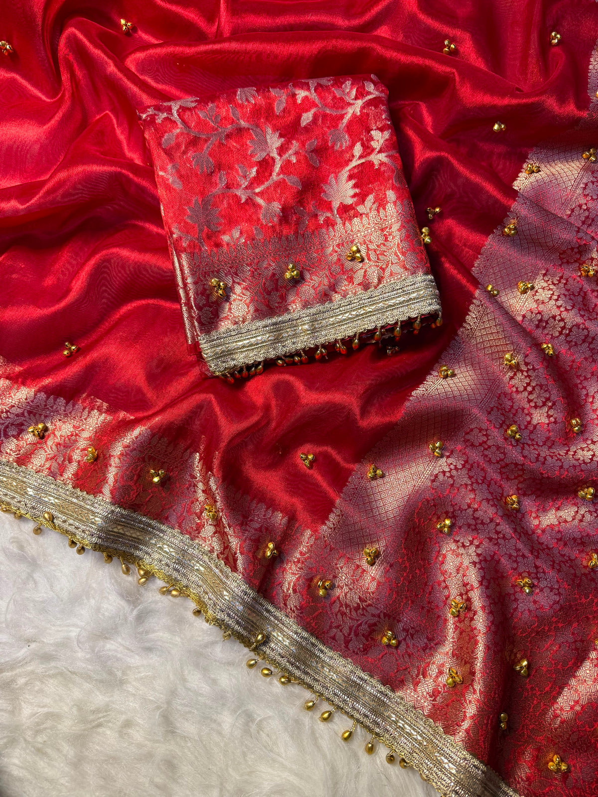 Premium Ghungroo Saree in Banarasi tissue silk fabric