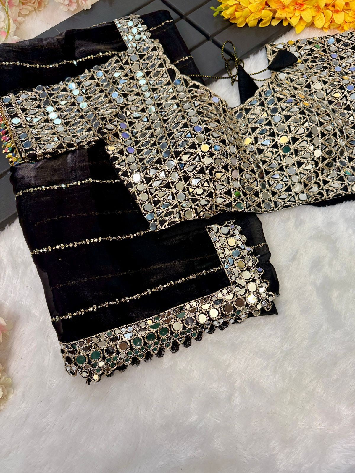 Soft satin Organza saree✨