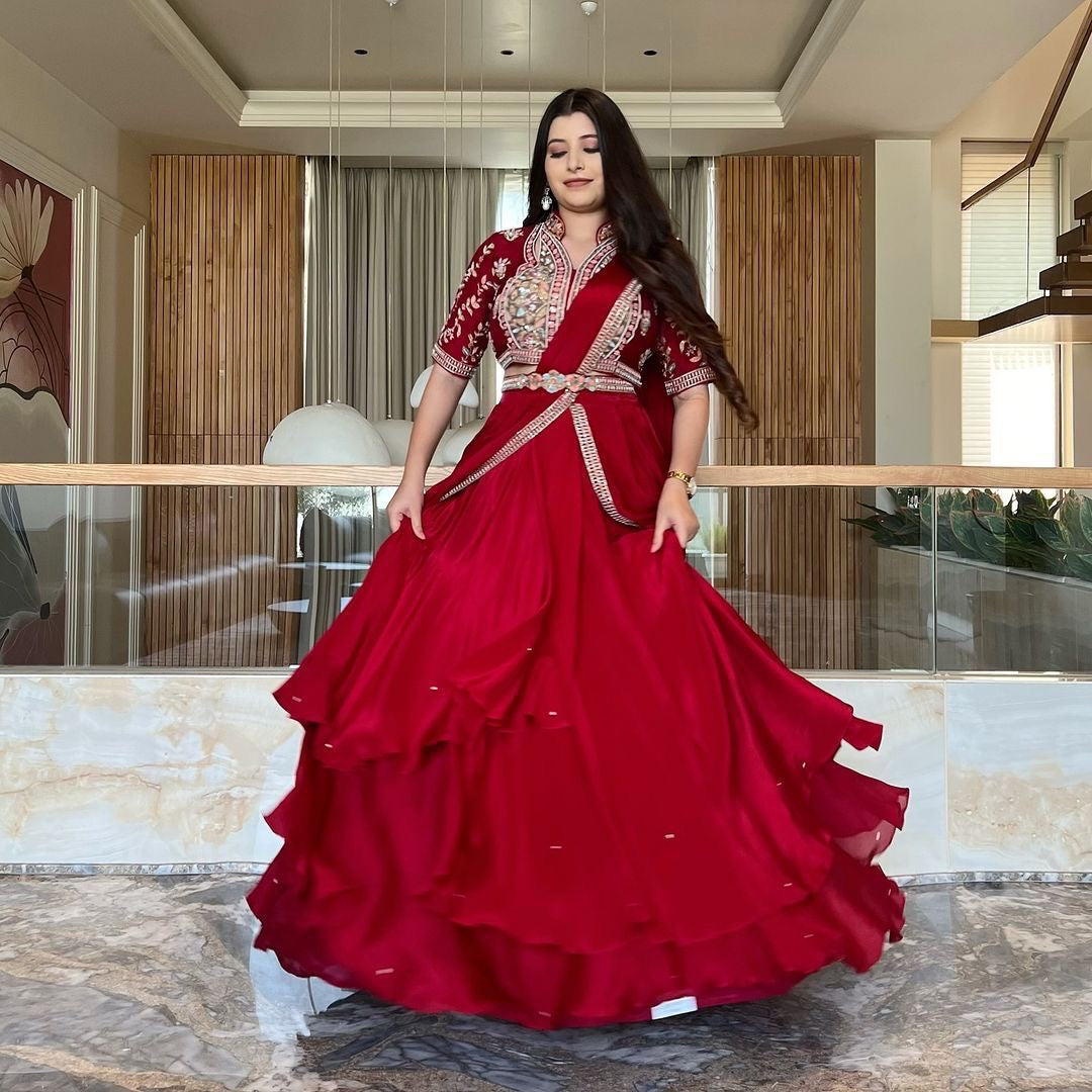 FANCY PARTY WEAR FIYONA SILK LEHENGA SAREE