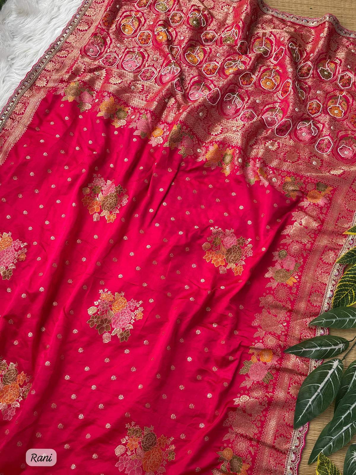 Pure Sartin saree with weaving jaquard nd mina work
