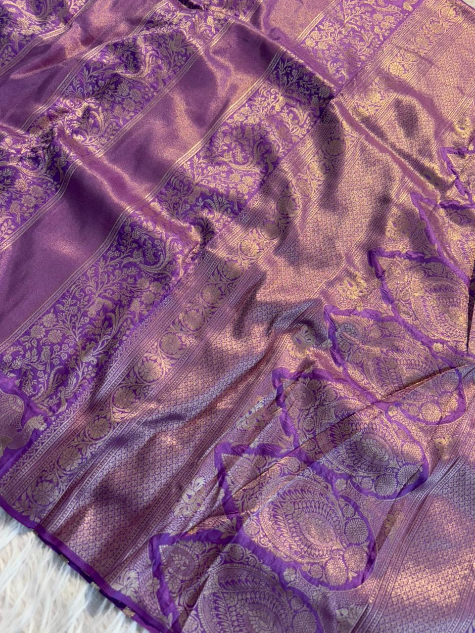 Pure Soft Banarasi Tissue Zari Silk Weaving Saree