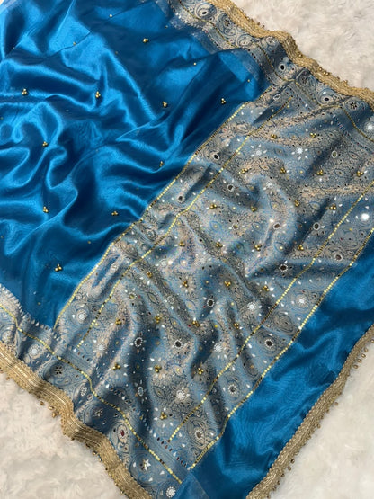 Premium Tissue Saree with Ghoongru work