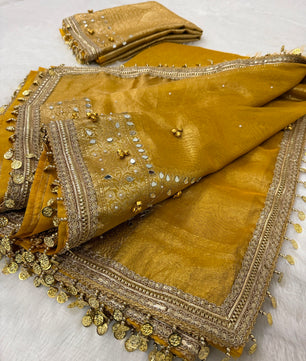 Banarasi Tissue Zari Weaving Border Saree x Ghungroo