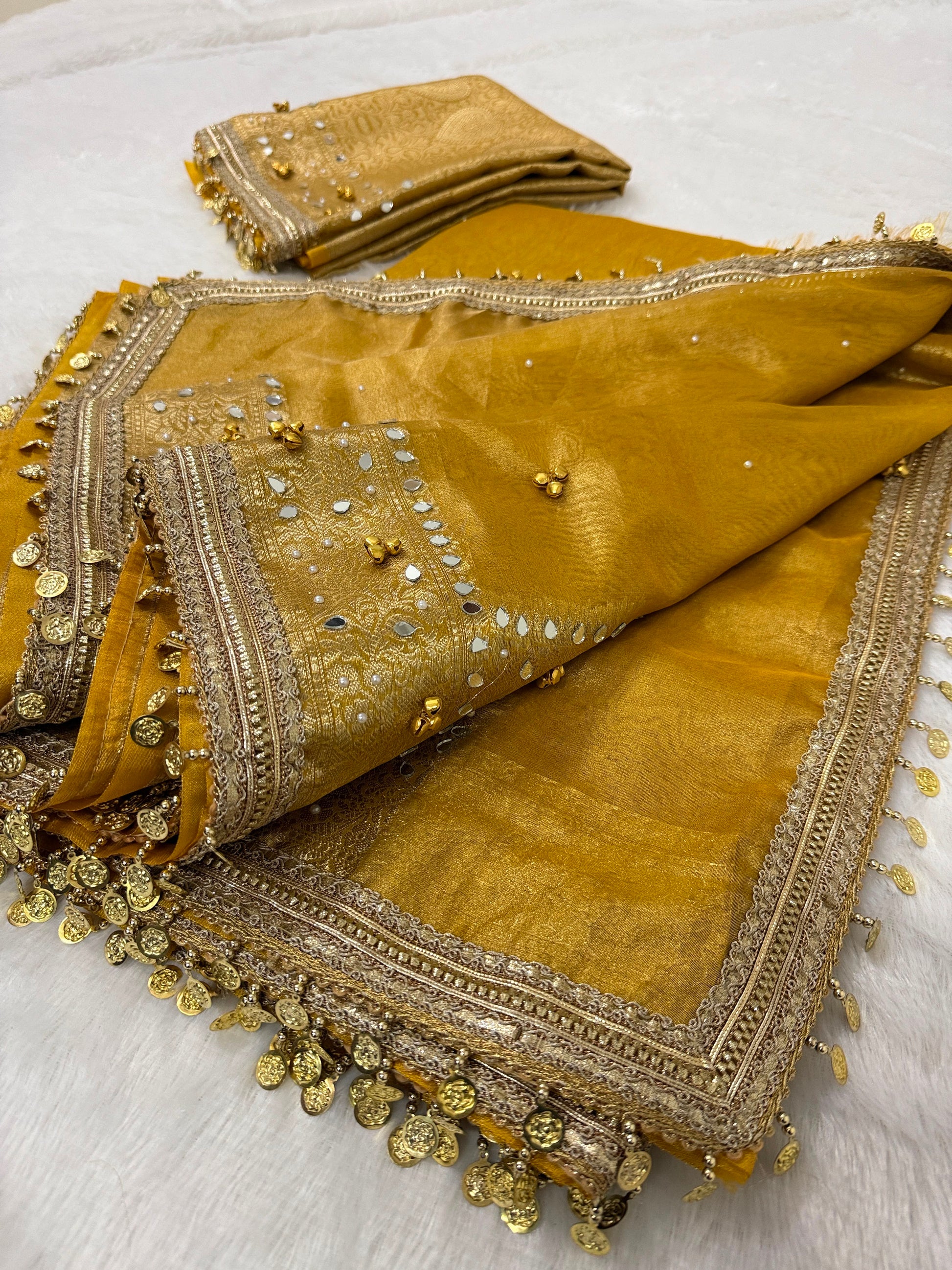 Banarasi Tissue Zari Weaving Border Saree x Ghungroo