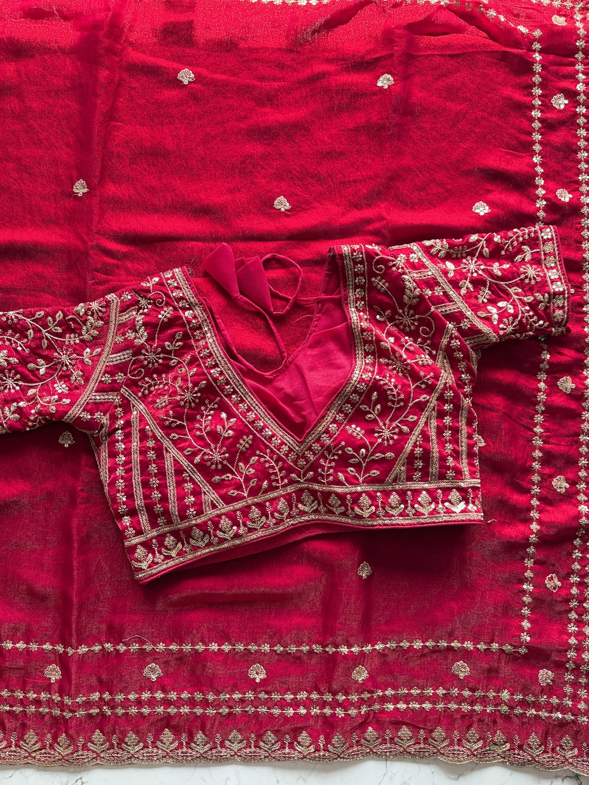 Premium Fandy satin saree with heavy sequence and zari work