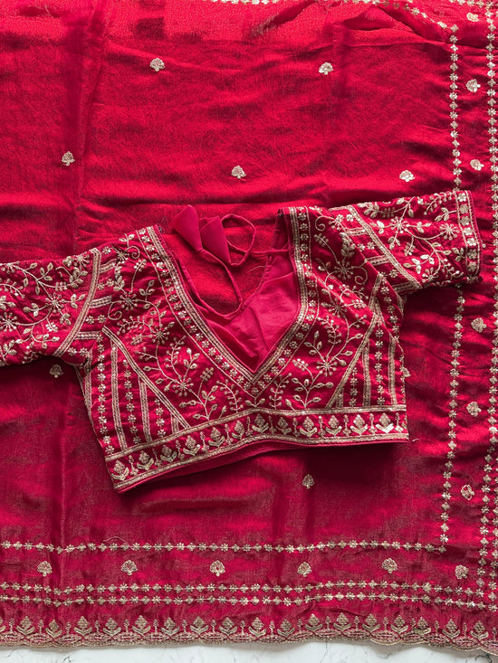 Premium Fandy satin saree with heavy sequence and zari work