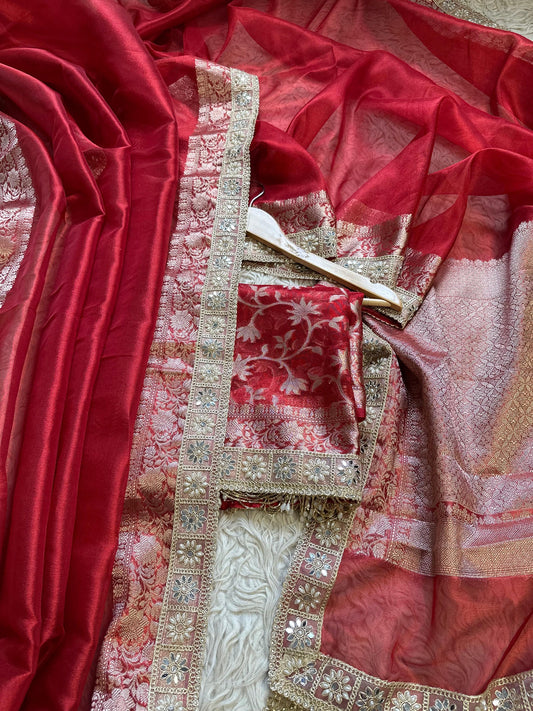 Banarasi Tissue Silk Heavy Lace Saree is crafted with luxurious and delicate silk fabric