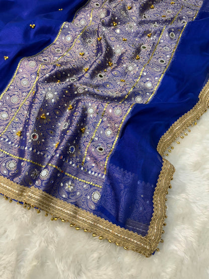 Premium Tissue Saree with ghoongru work