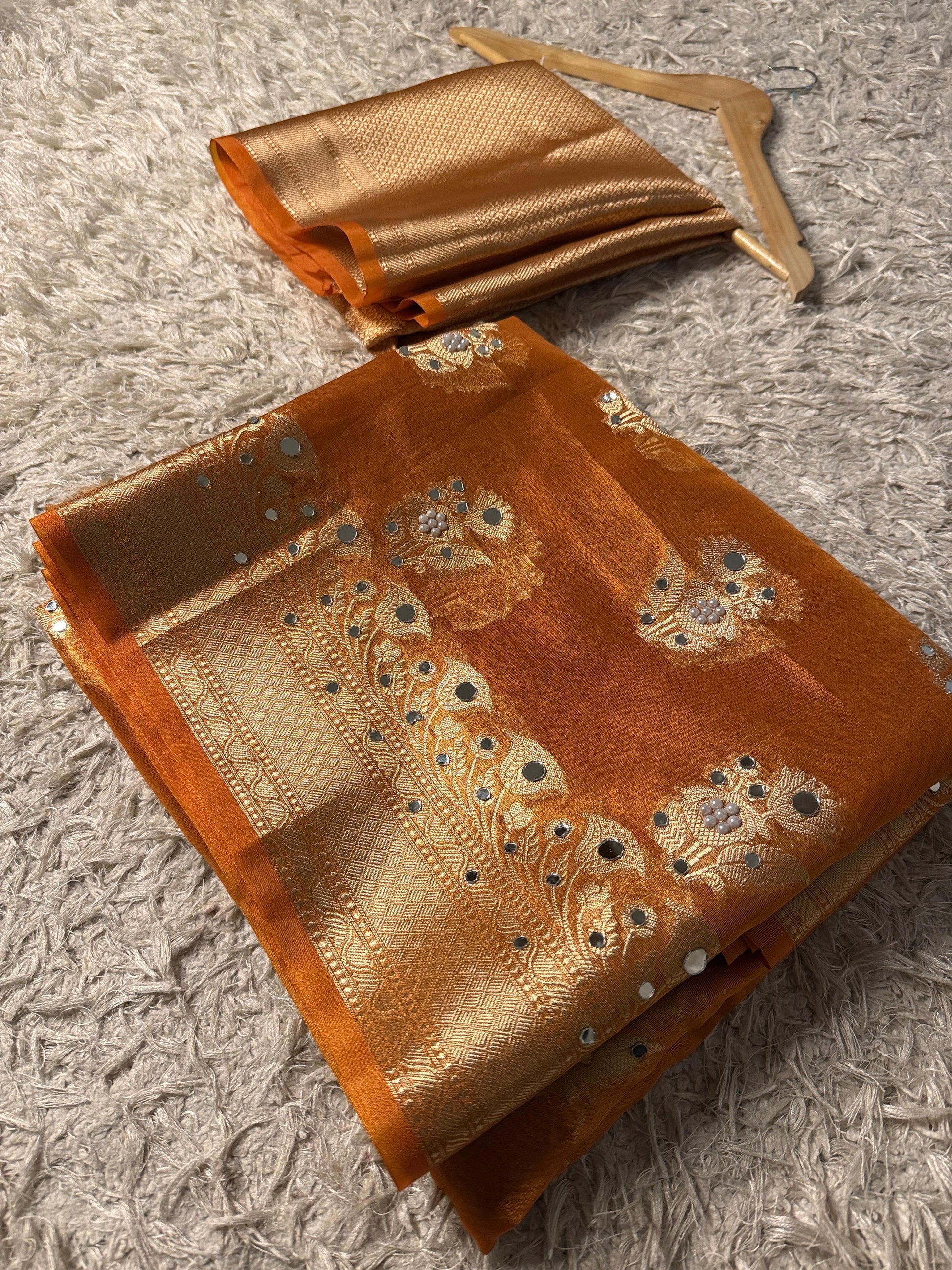 Masterpiece Glass Tissue Banarasi *Handwork* Stone, Mirror Work Saree