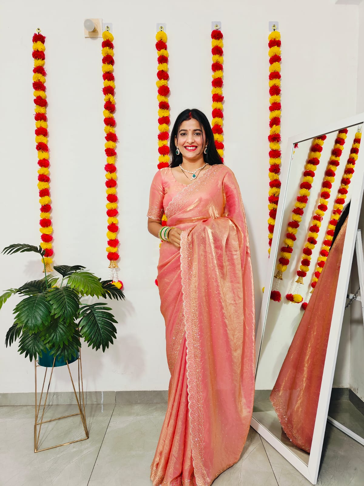 Beautiful saree in space silk fabric