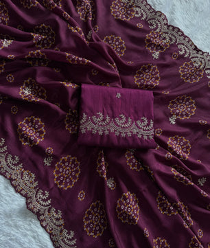 Beautiful Chinnon saree in bandhani print