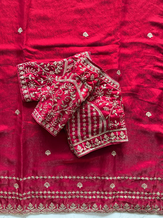 Premium Fandy satin saree with heavy sequence and zari work