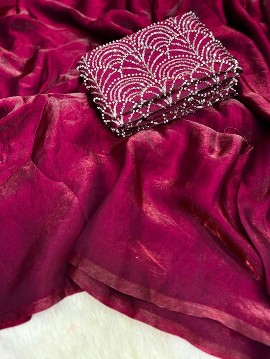 Beautiful saree in space silk fabric