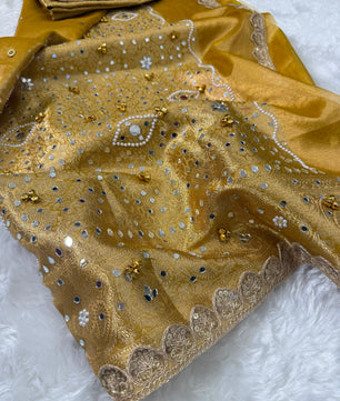 Premium tissue Ghoongru saree
