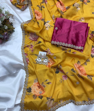 New demanded Moti work printed saree