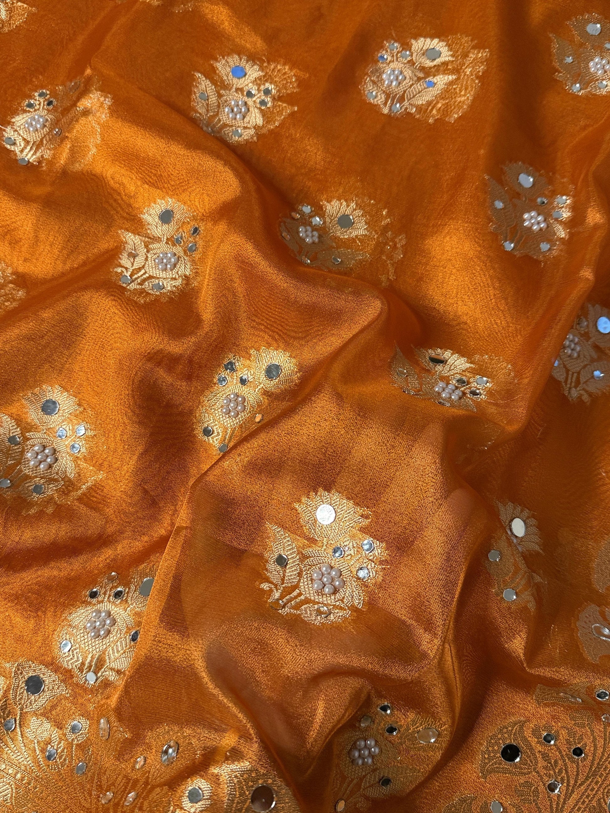 Masterpiece Glass Tissue Banarasi *Handwork* Stone, Mirror Work Saree