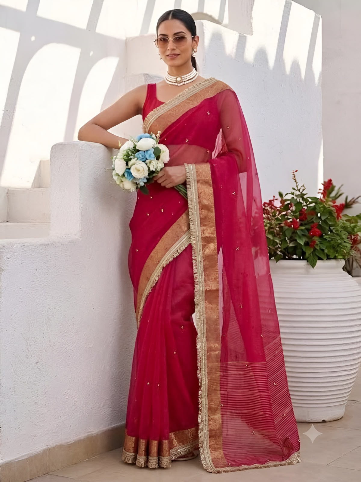 Premium saree with all over Ghungroo work
