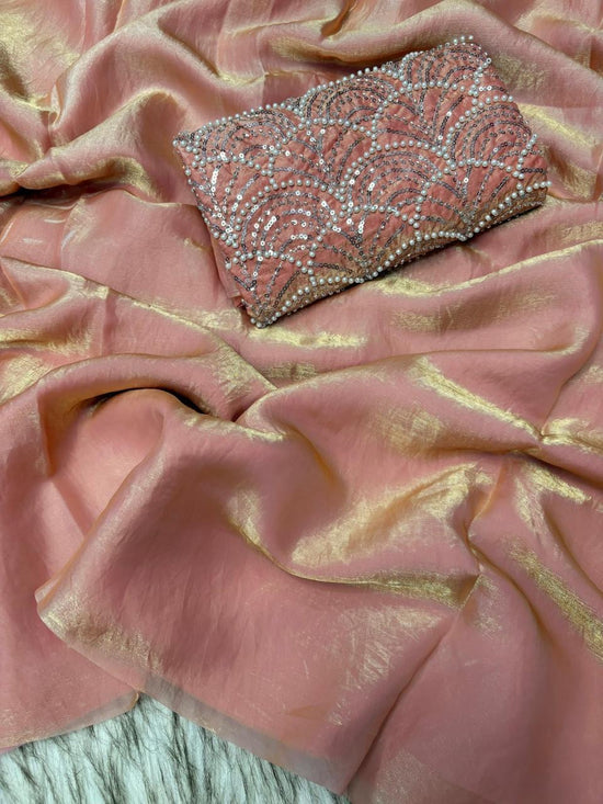 Beautiful saree in space silk fabric