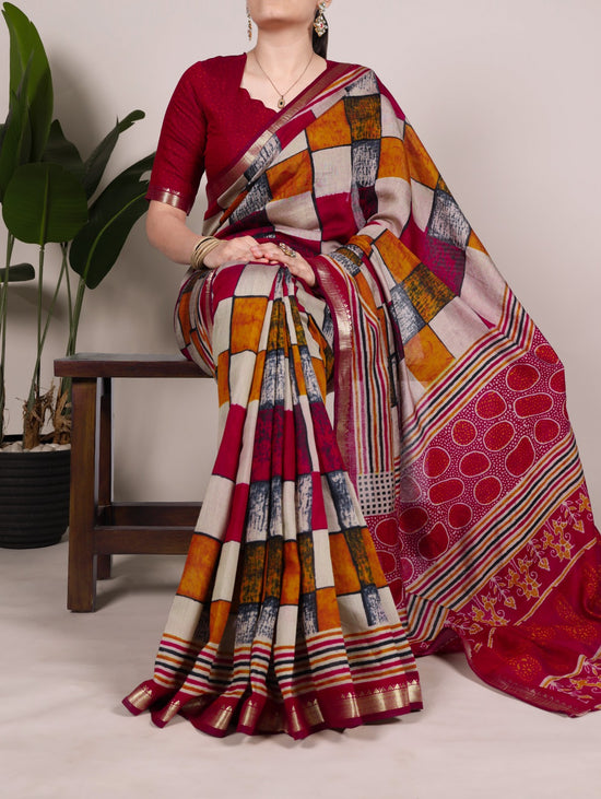 Beautiful Viscose  Chanderi Saree