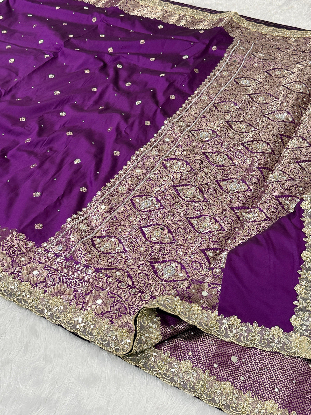 Presenting Timeless Banarasi Semi Katan Soft Silk Lace work Saree