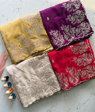 Primium Pure HO SILK with codding Work and scalp Borde