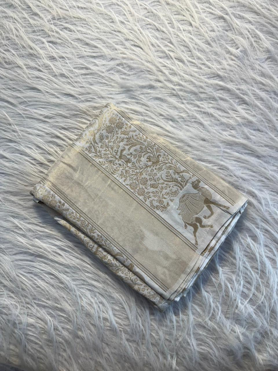 Pure Soft Banarasi Tissue Zari Silk Weaving Saree