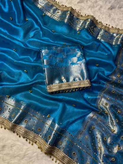 Premium ghungroo saree with mirror work