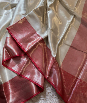 Kanjeevaram Banarasi Broacade Semi Katan Tanchui Silk Saree