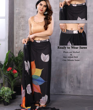 GEORGETTE READY TO WEAR SAREE WITH LACE WORK AT LOWEST PRICE