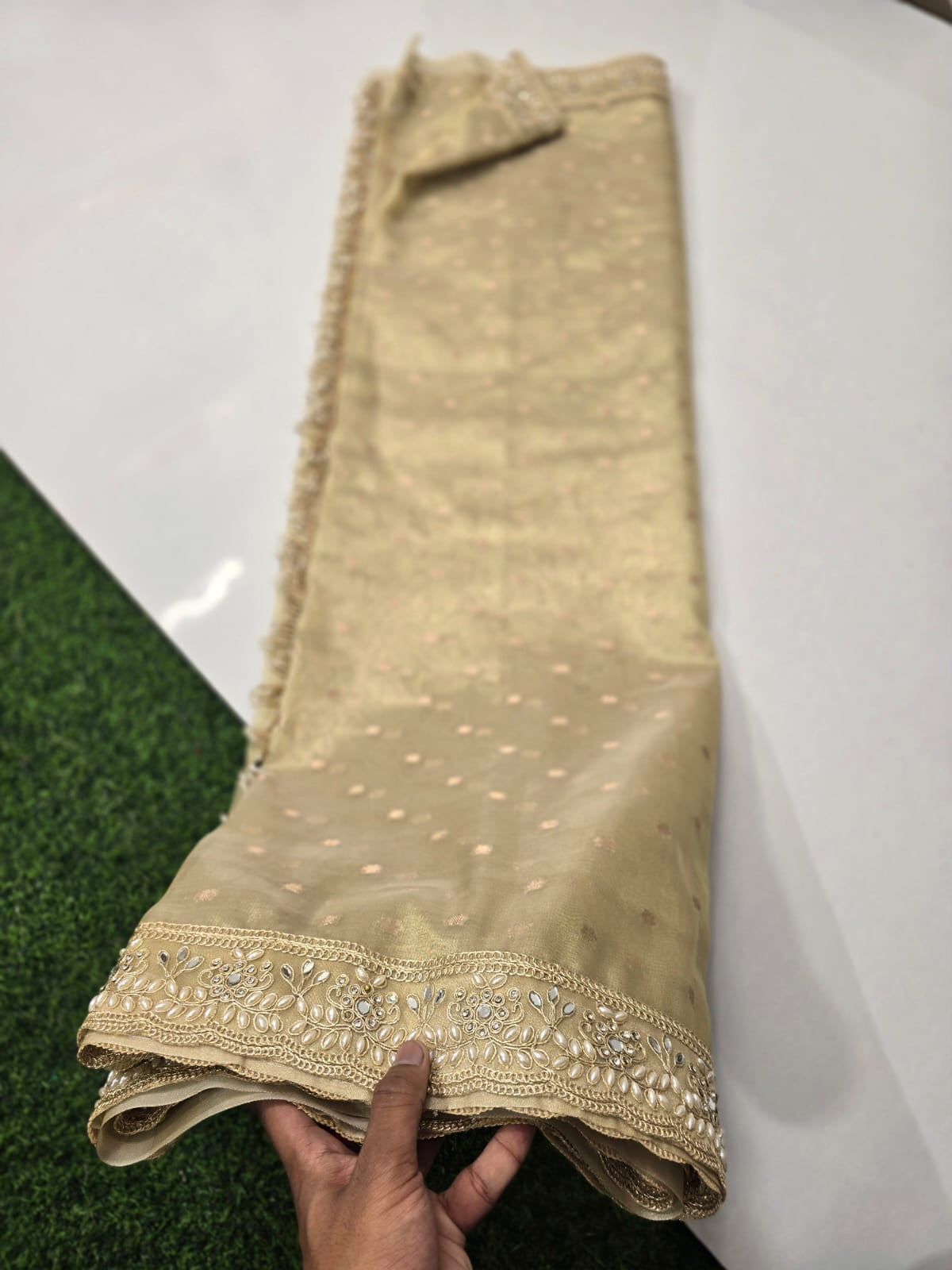 Banarasi tissue silk saree with all over chunri but