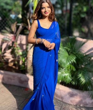 SOFT GEORGETTE DINNER SAREE WITH HANDWORK CUT DANA LEAF WITH SILVER CUT DANA HANDWORK