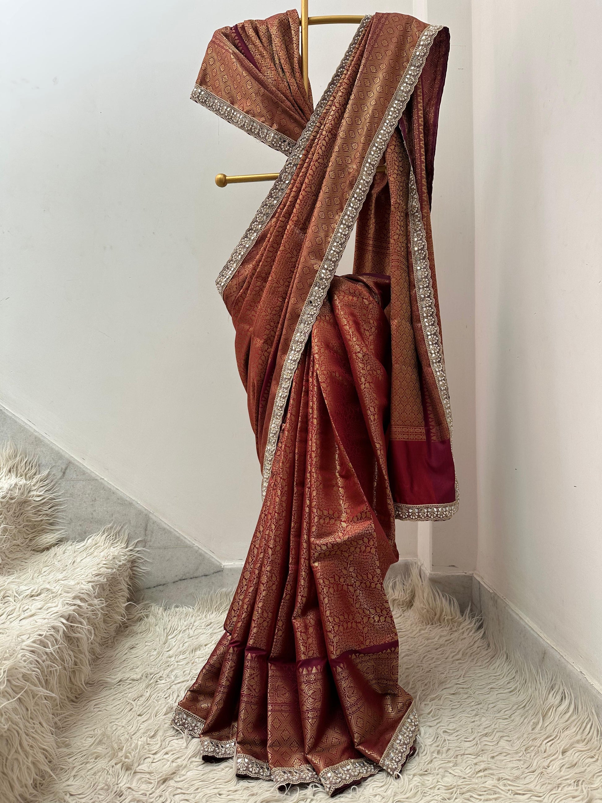 Authentic kanjivaram brocade tissue saree