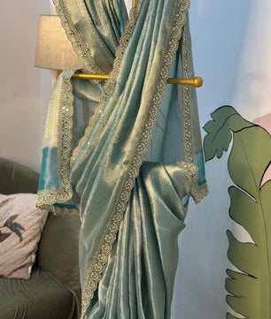 Exude elegance in this exquisite designer Kanjeevaram brocade tissue silk saree