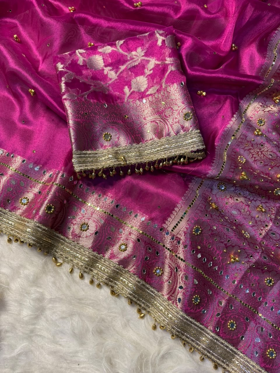 Tissue saree with ghungroo