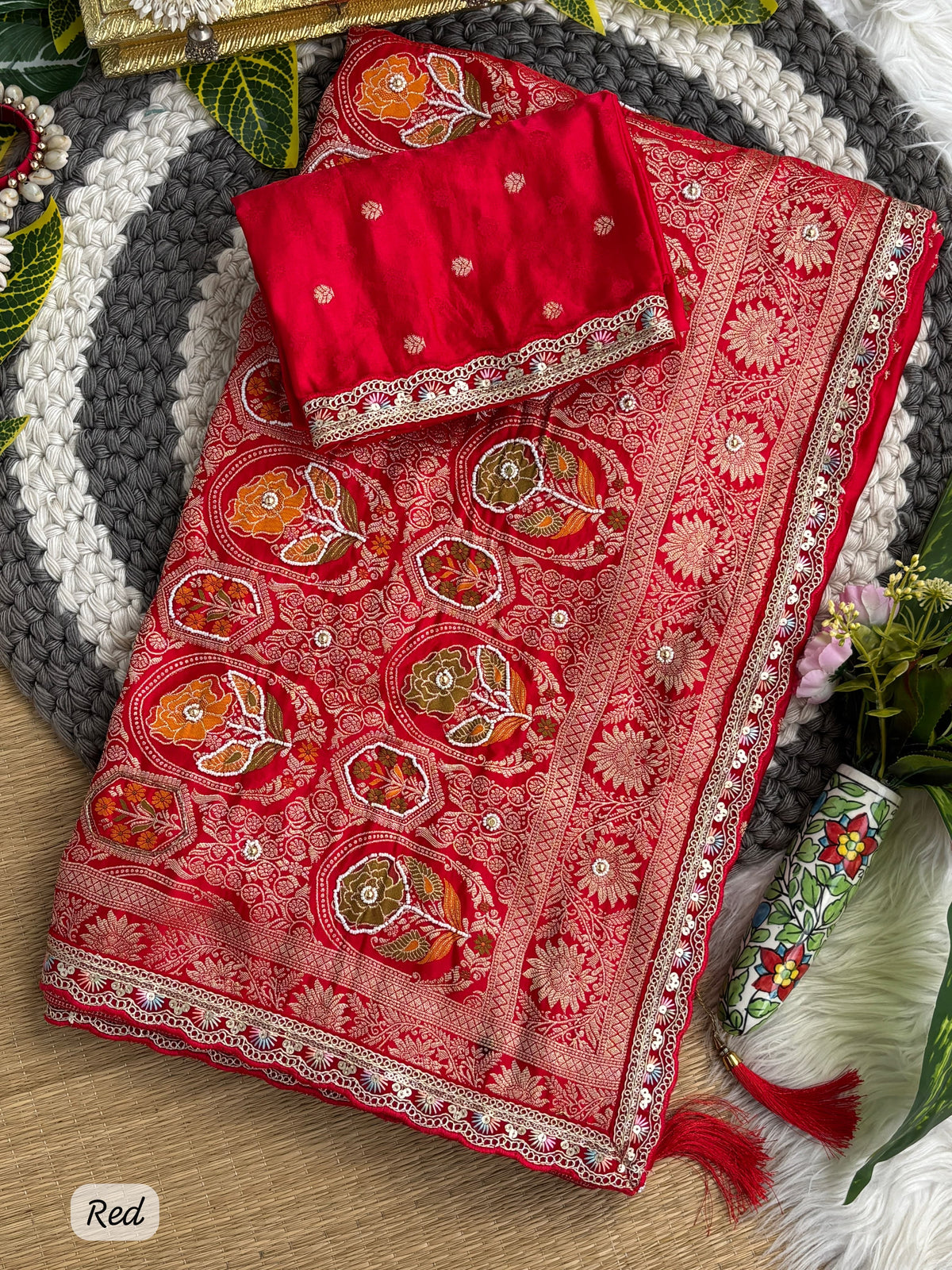 Pure Sartin saree with weaving &nbsp;jaquard nd mina work