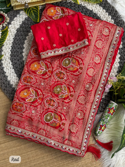 Pure Sartin saree with weaving &nbsp;jaquard nd mina work